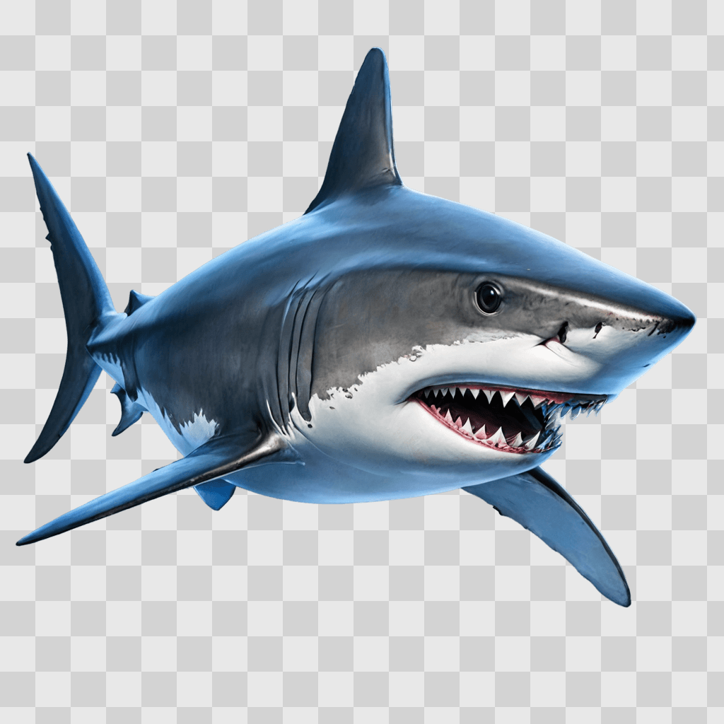 coy shark drawing A realistic 3D model of a shark in the water