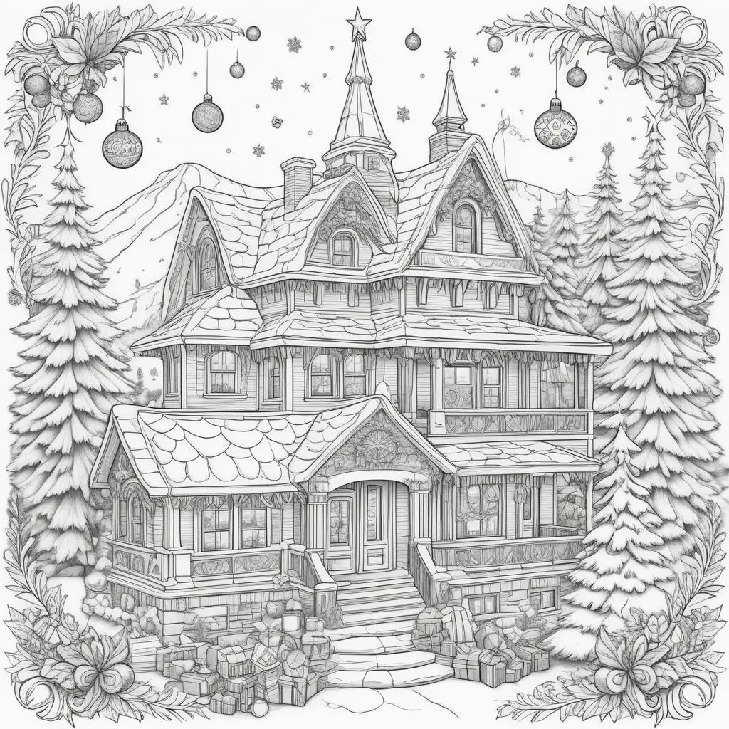 cozy winter scene with Christmas ornaments