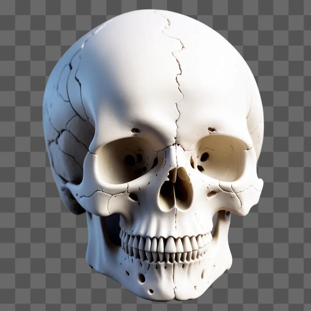 cracked white skull with multiple holes