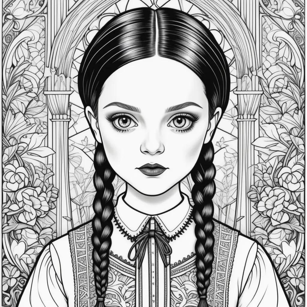 creepy drawing of a young girl with braids