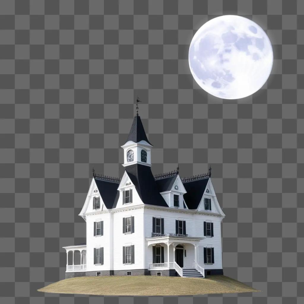 creepy house under a full moon