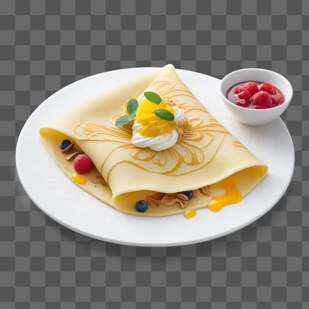 crepe with fresh fruit and whipped cream