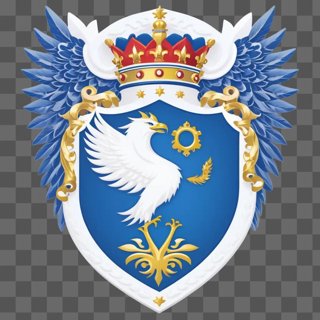 crest with a bird and a crown on it