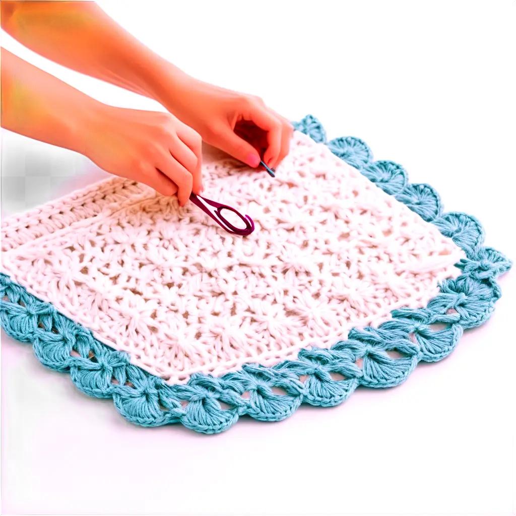 crocheted doily with a scalloped edge