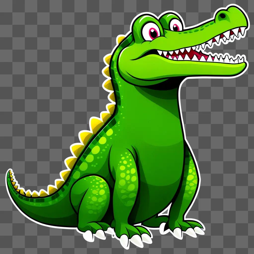 crocodile with a bright green color and yellow teeth