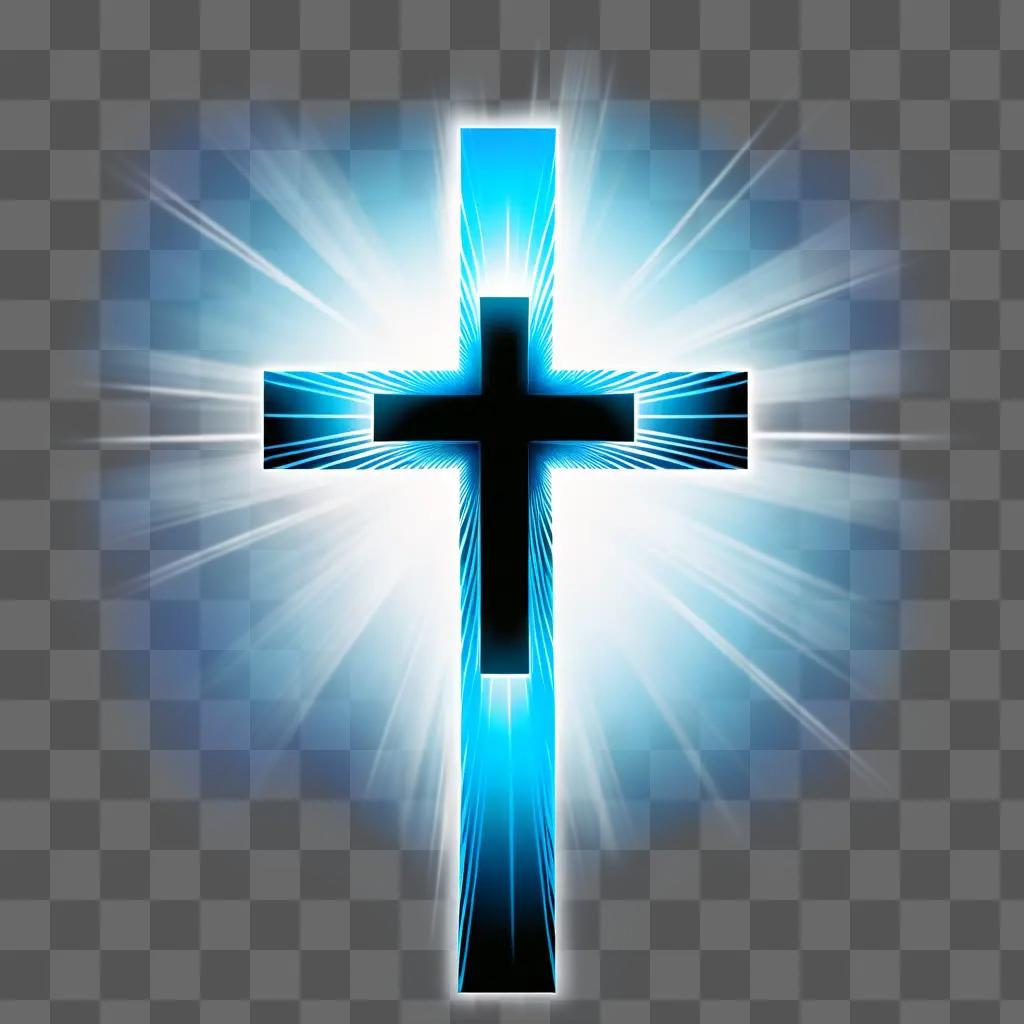 cross against a transparent blue background