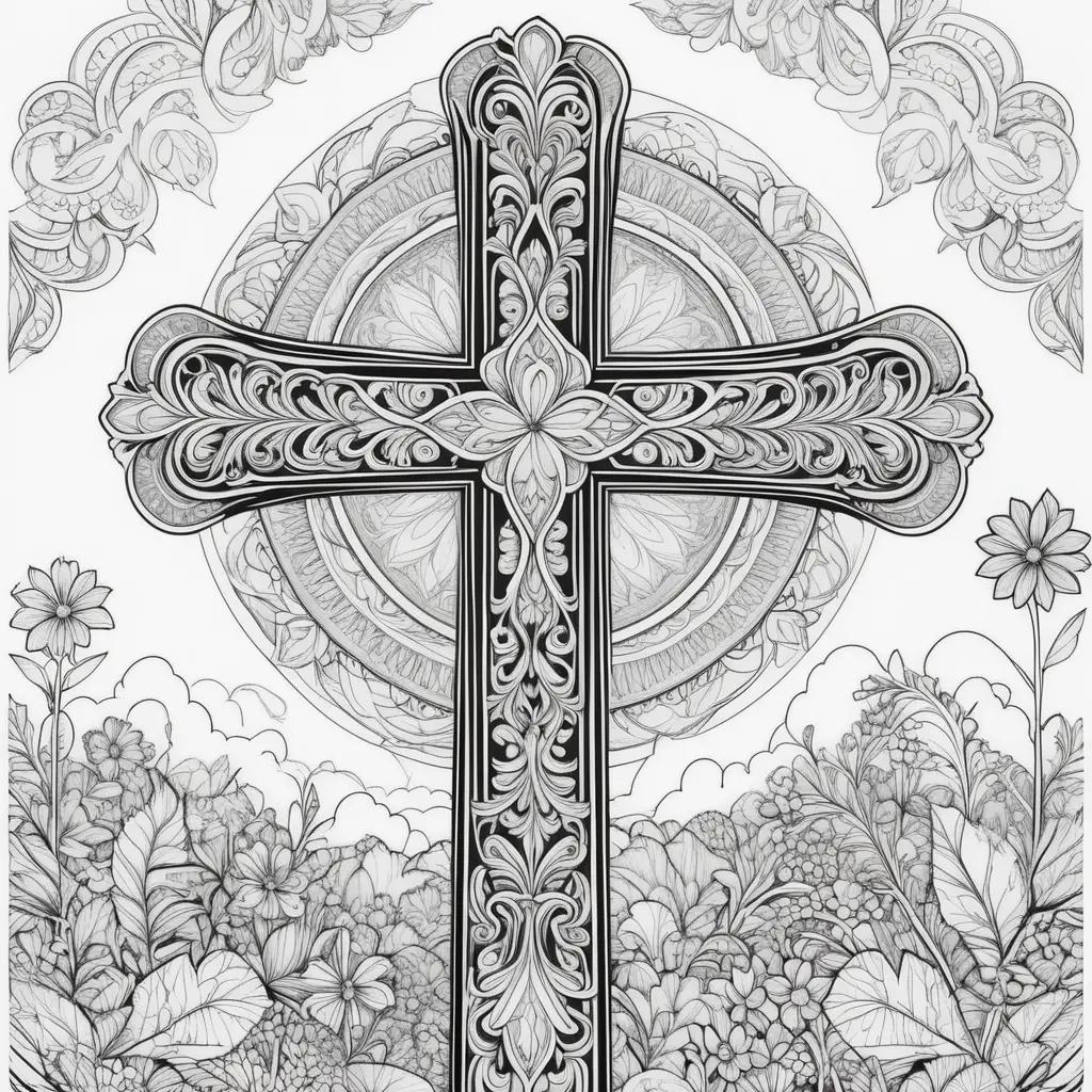 cross is the focus of this coloring page