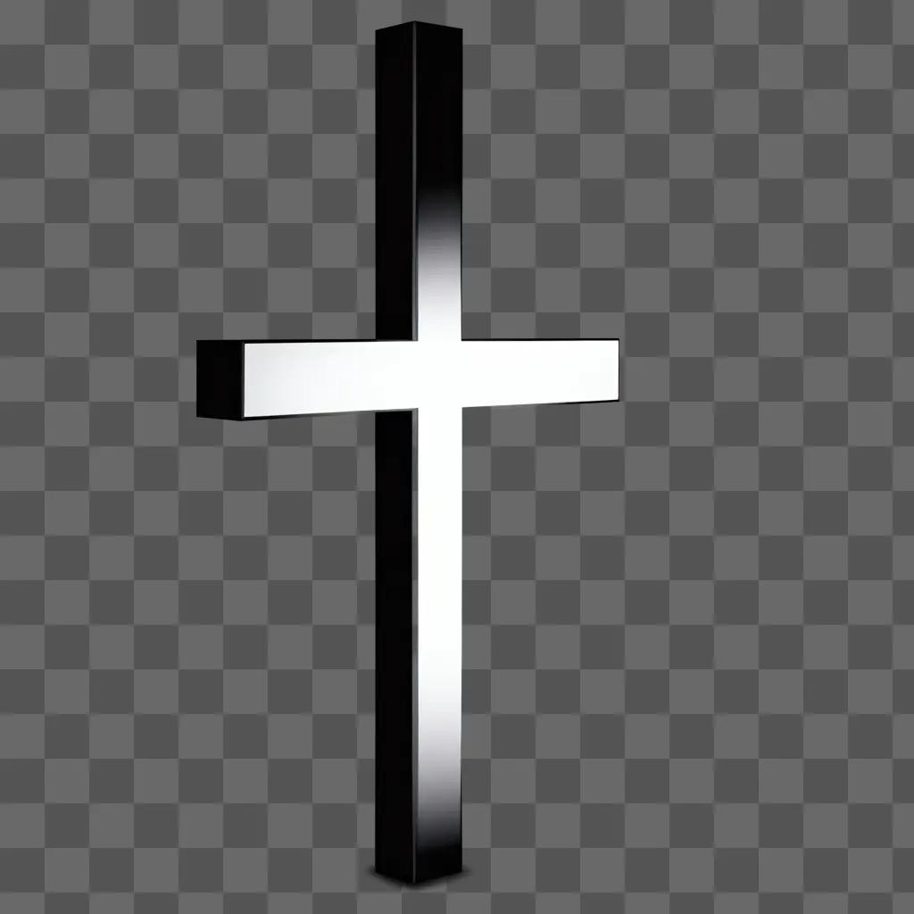 cross on a wall with a black and white background