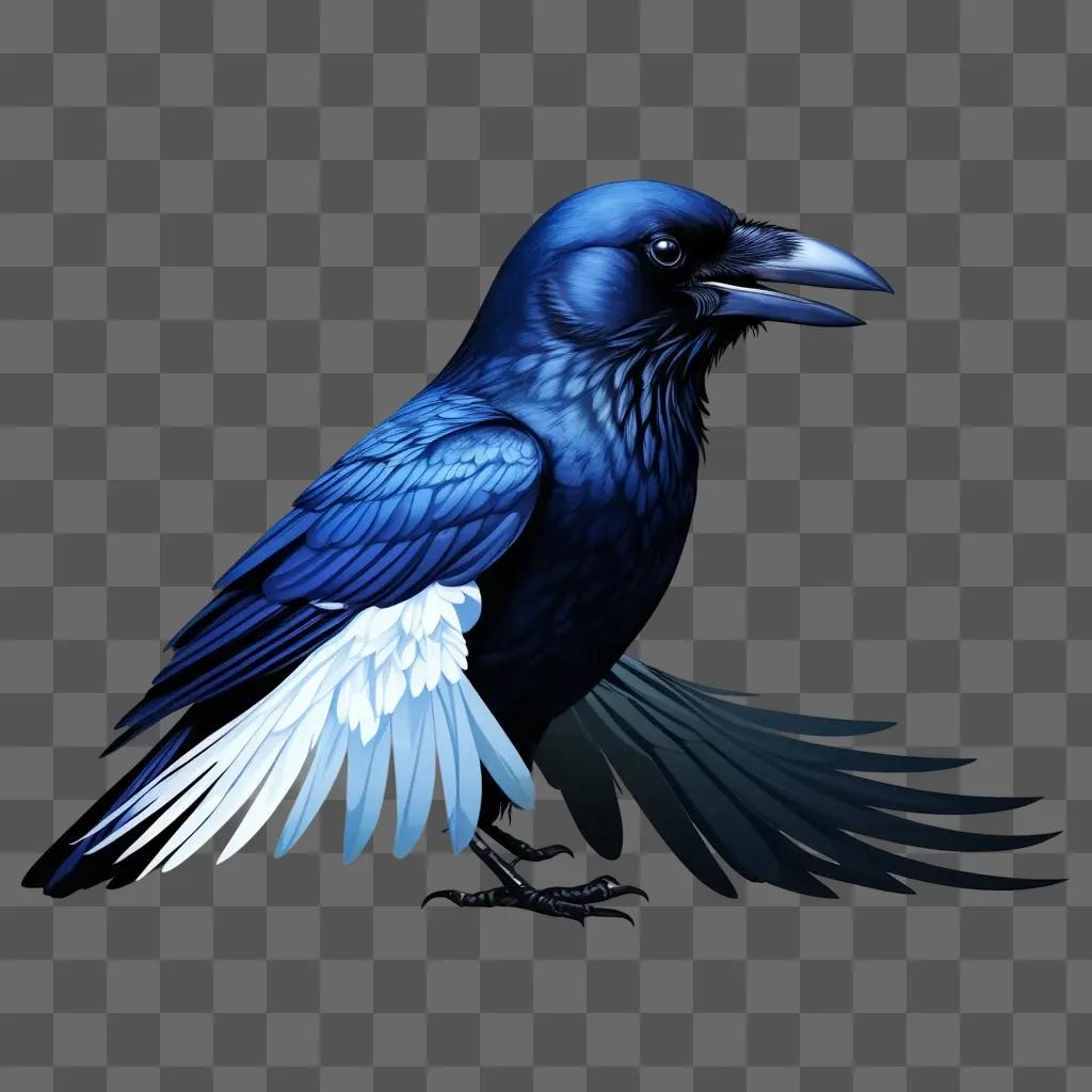 crow in blue and white clipart