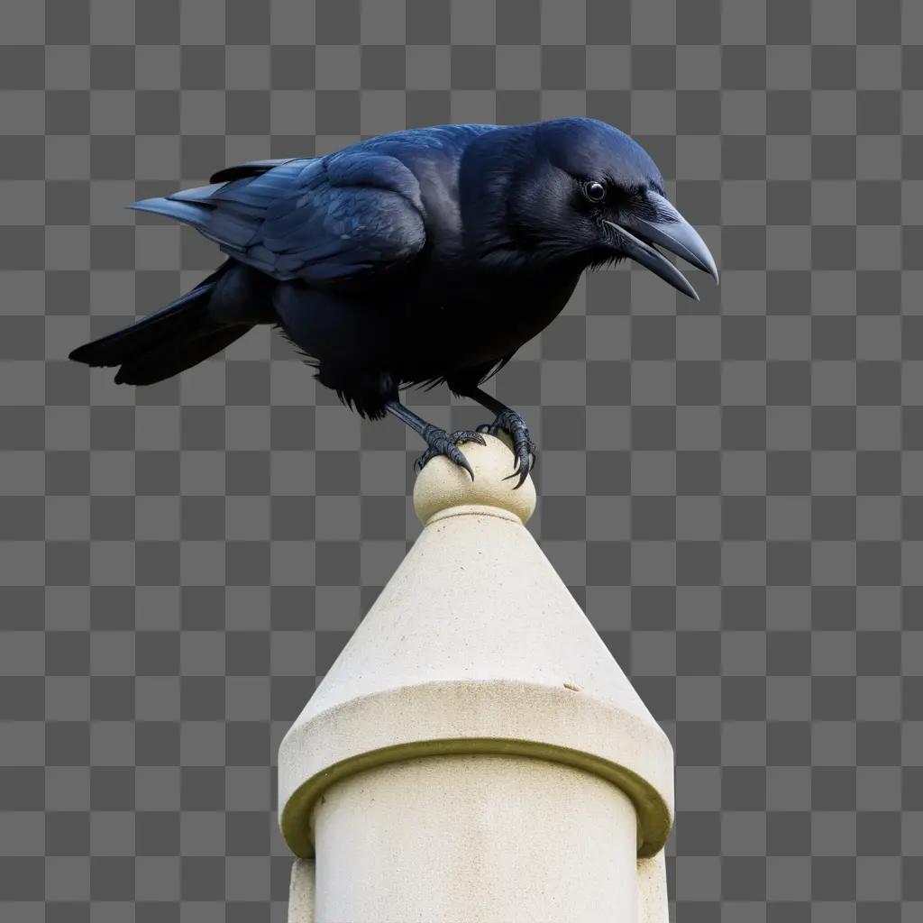 crow perches on a post