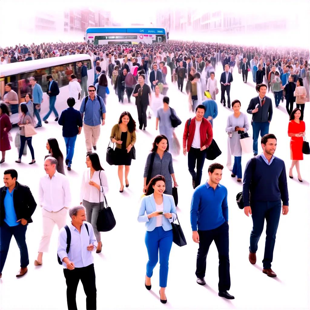 crowded city street filled with people carrying bags