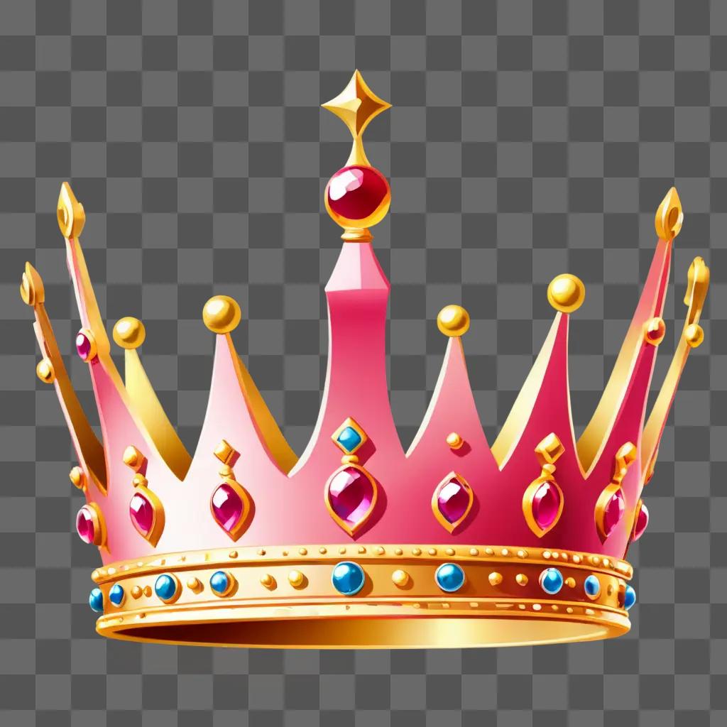 crown clipart A crown with diamonds on a pink background