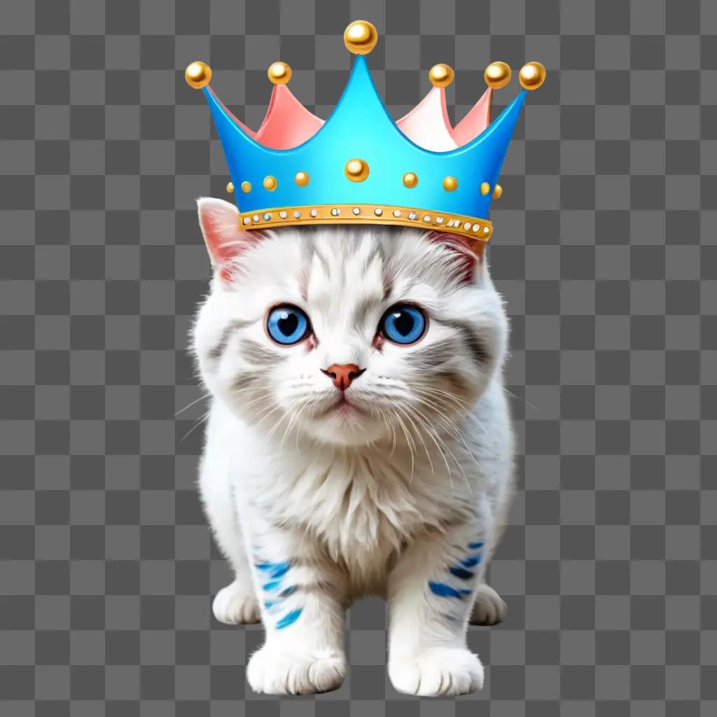 crown clipart A white cat wears a crown on its head