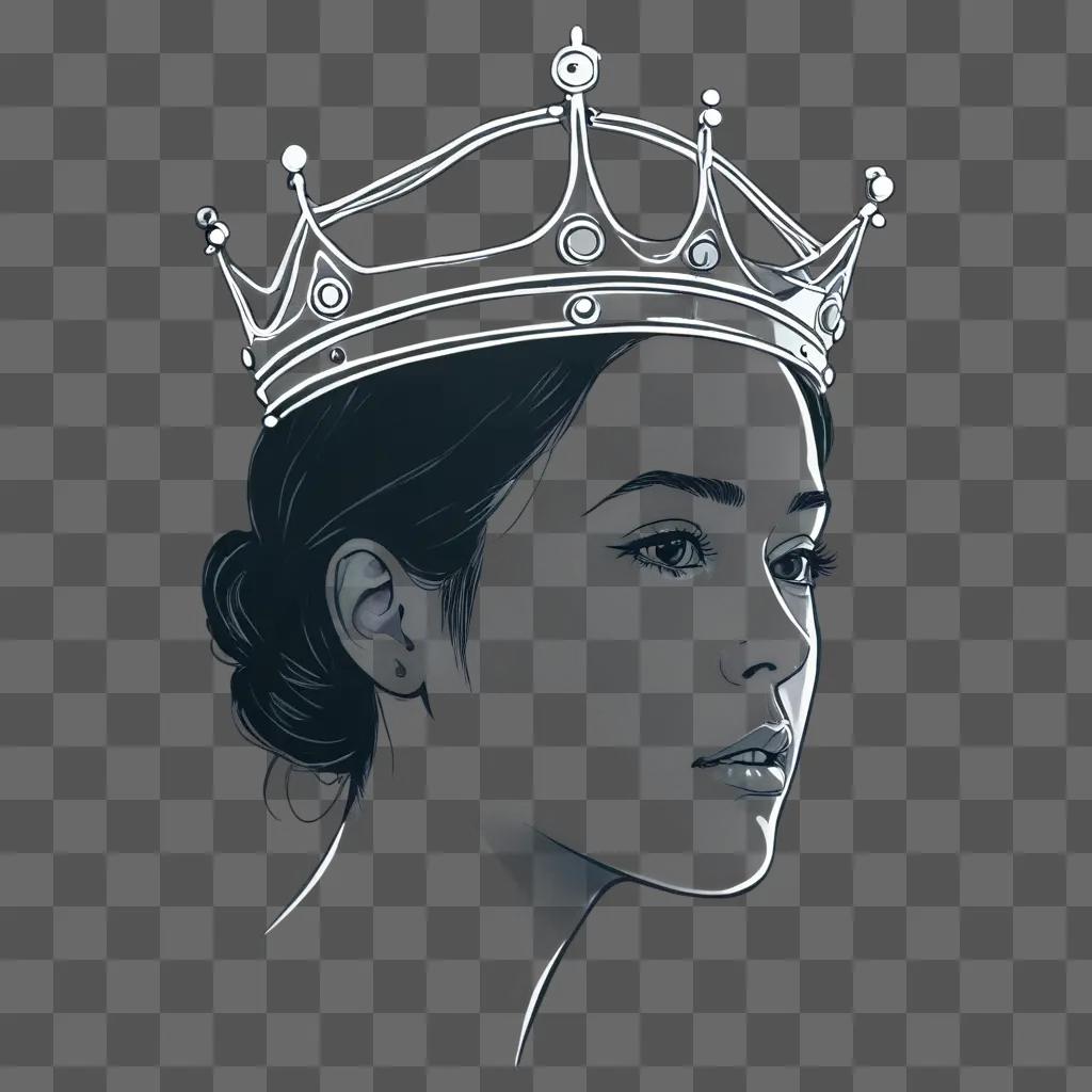 crown drawing outline A woman wearing a crown with a diamond