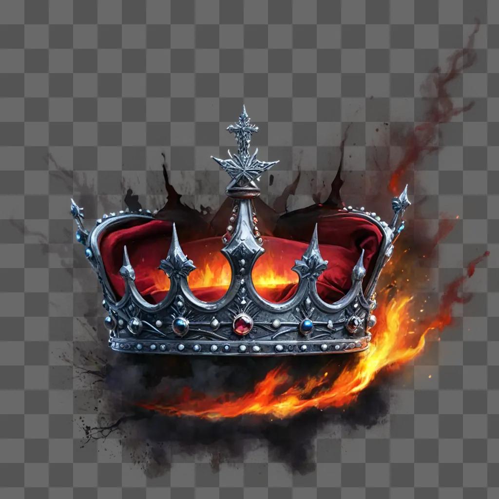 crown drawing realistic A crown in a fiery background