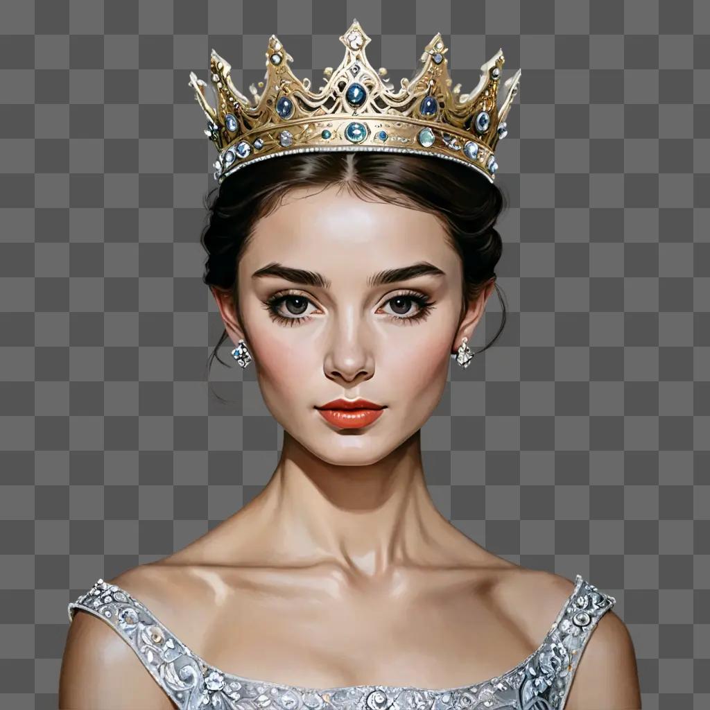 crown drawing realistic A model wearing a crown and earring