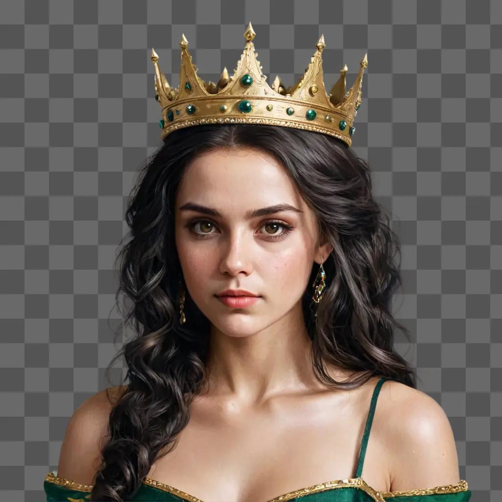 crown drawing realistic A woman with a crown and earrings on