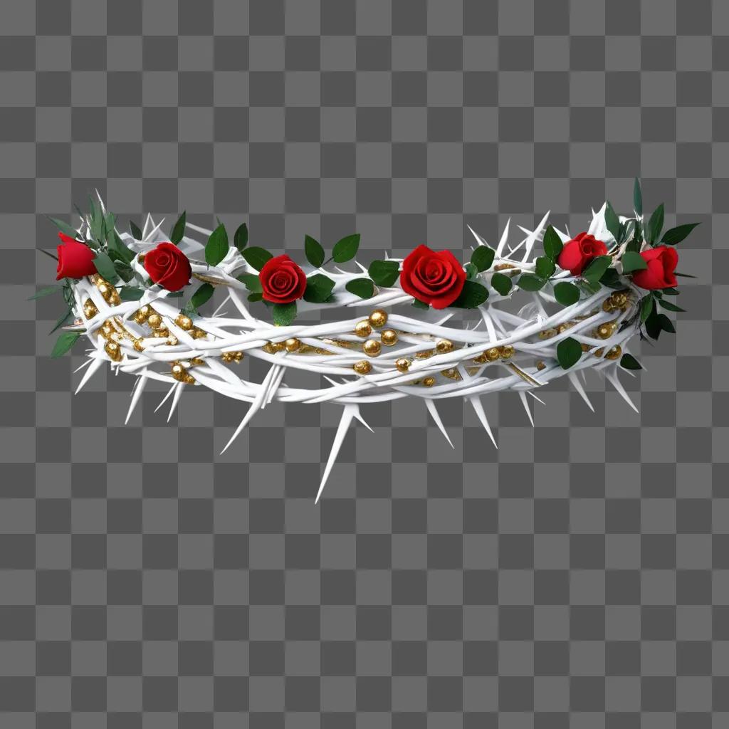 crown of thorns adorned with red roses