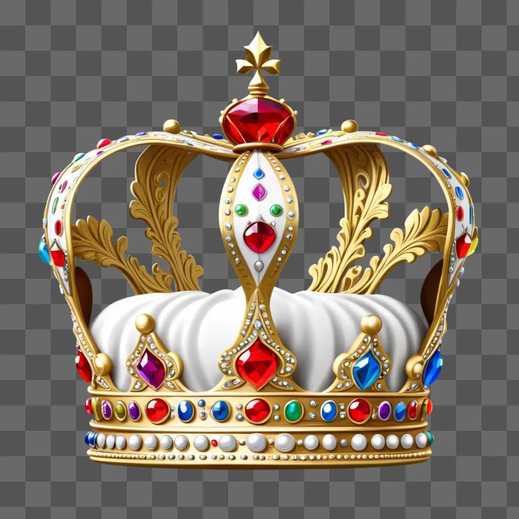 crown with a diamond and a red star drawing