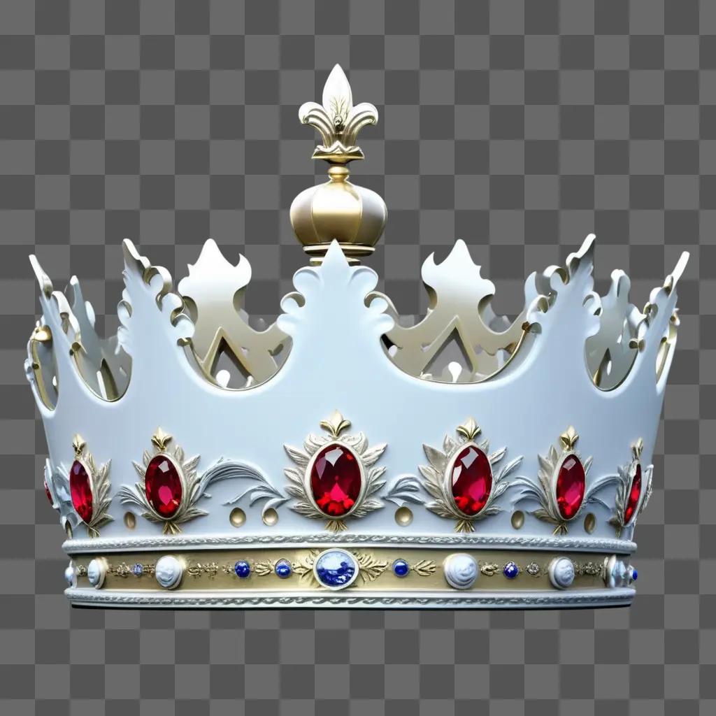 crown with red and blue jewels on a white background