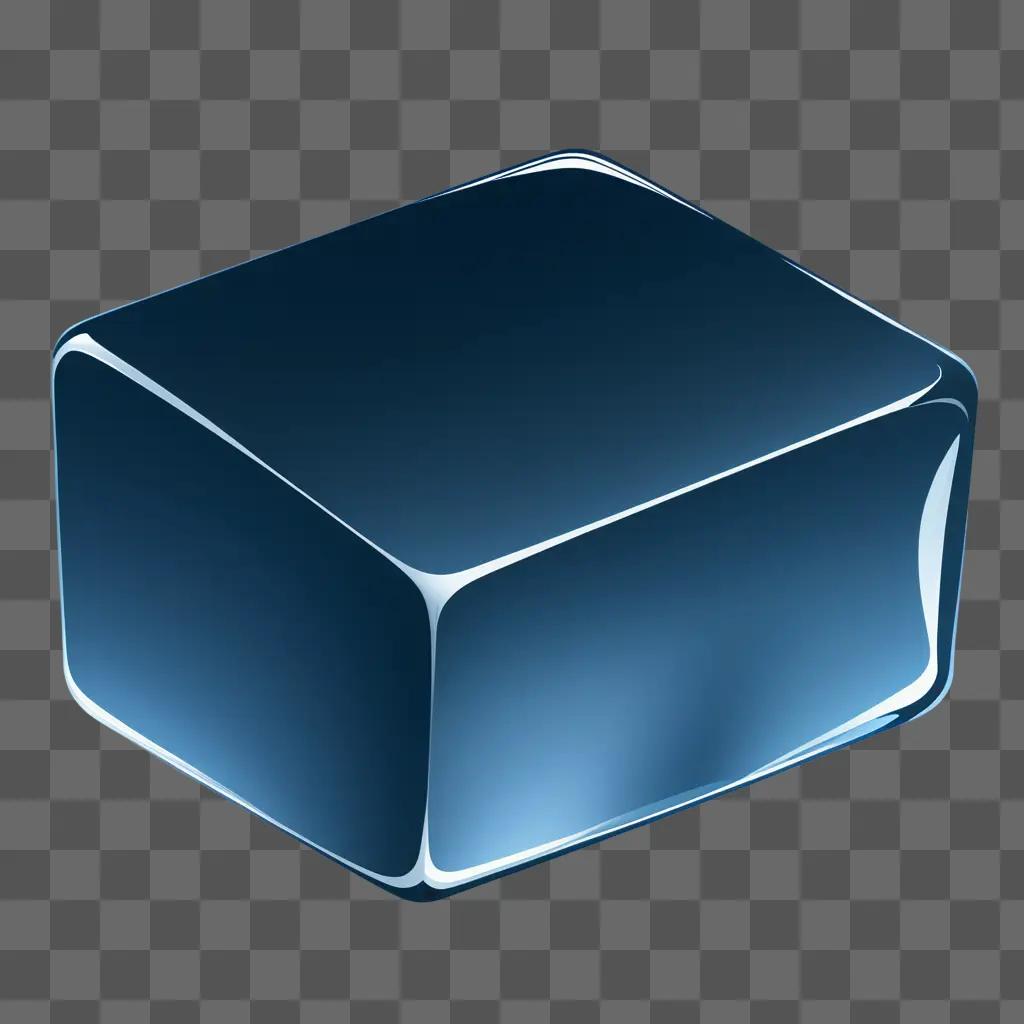 cube of ice with a blue background