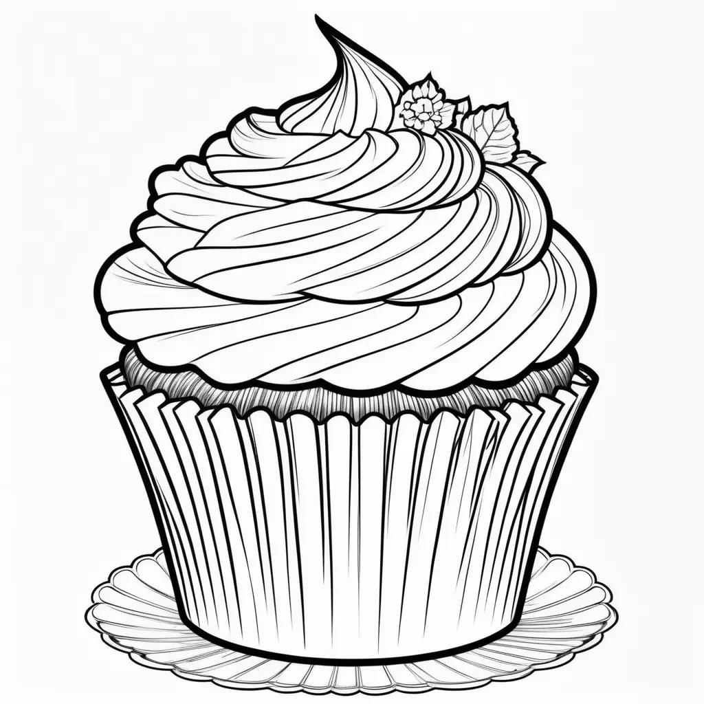 cupcake coloring page with a frothy frosting design