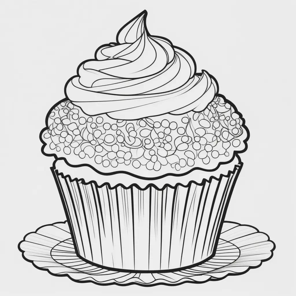 cupcake drawing on a plate with a frosting design