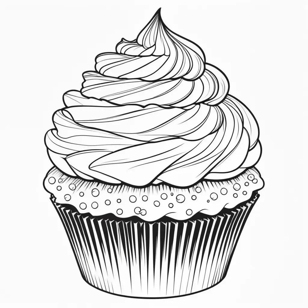 cupcake with a whipped cream decoration, perfect for coloring pages