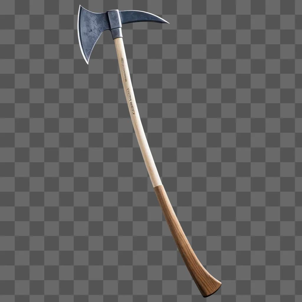 curved pick axe with a wooden handle