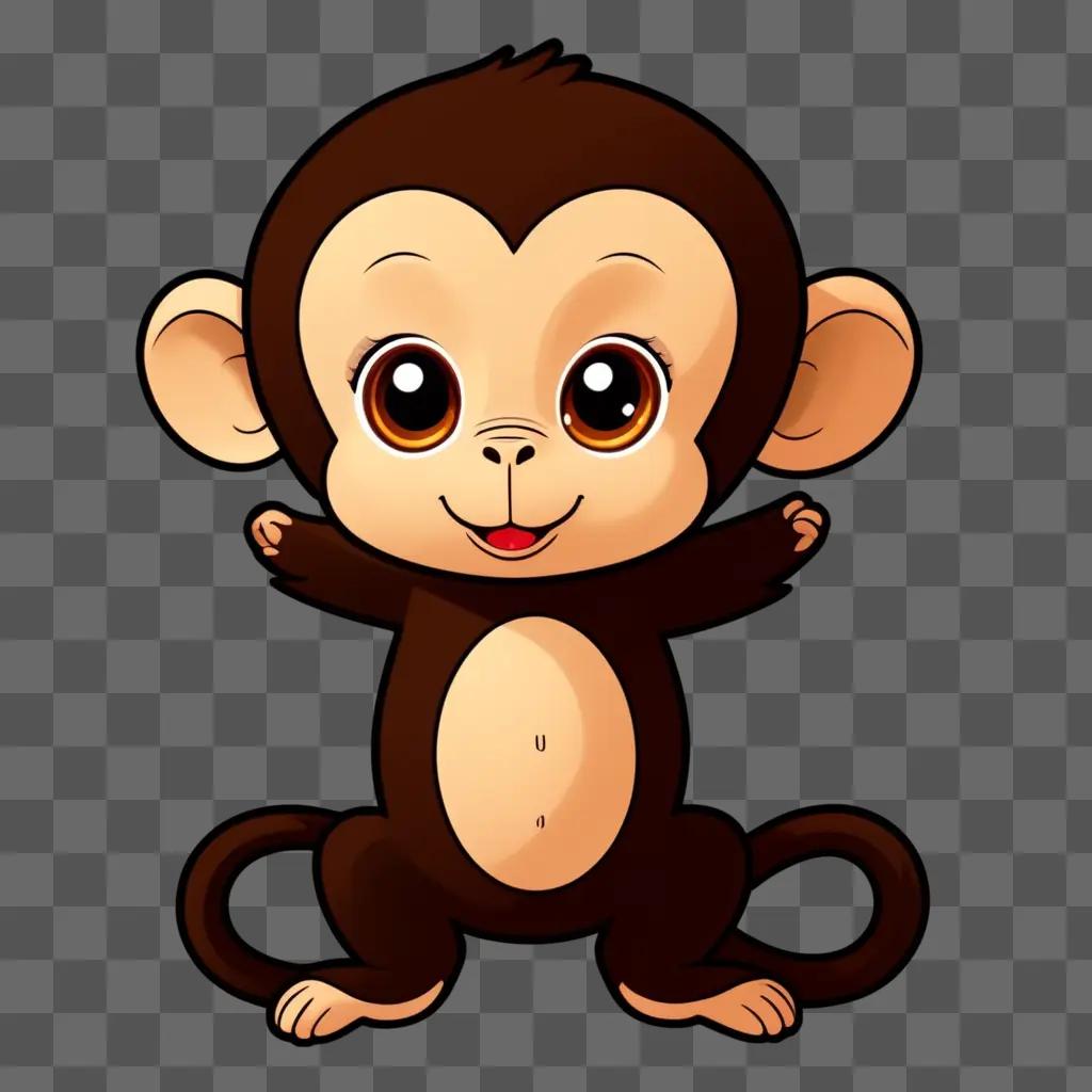 cute, kawaii drawing of a monkey