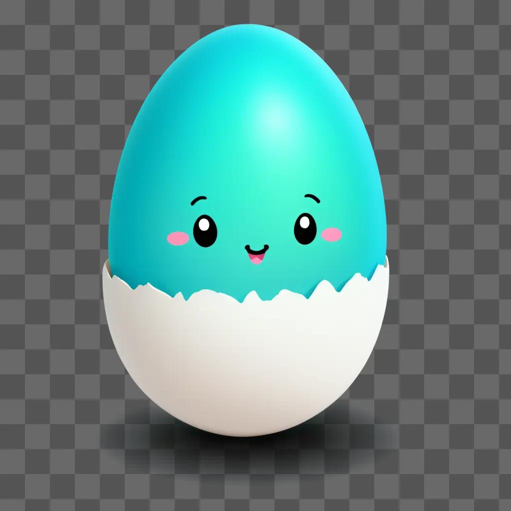 cute, kawaii egg drawing in a white egg shell