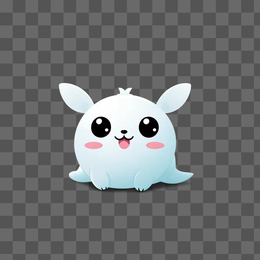 cute, transparent bunny sits on a gray background