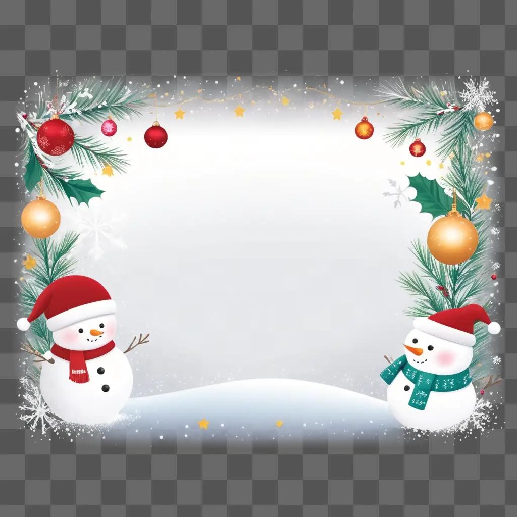 cute Christmas background with two snowmen