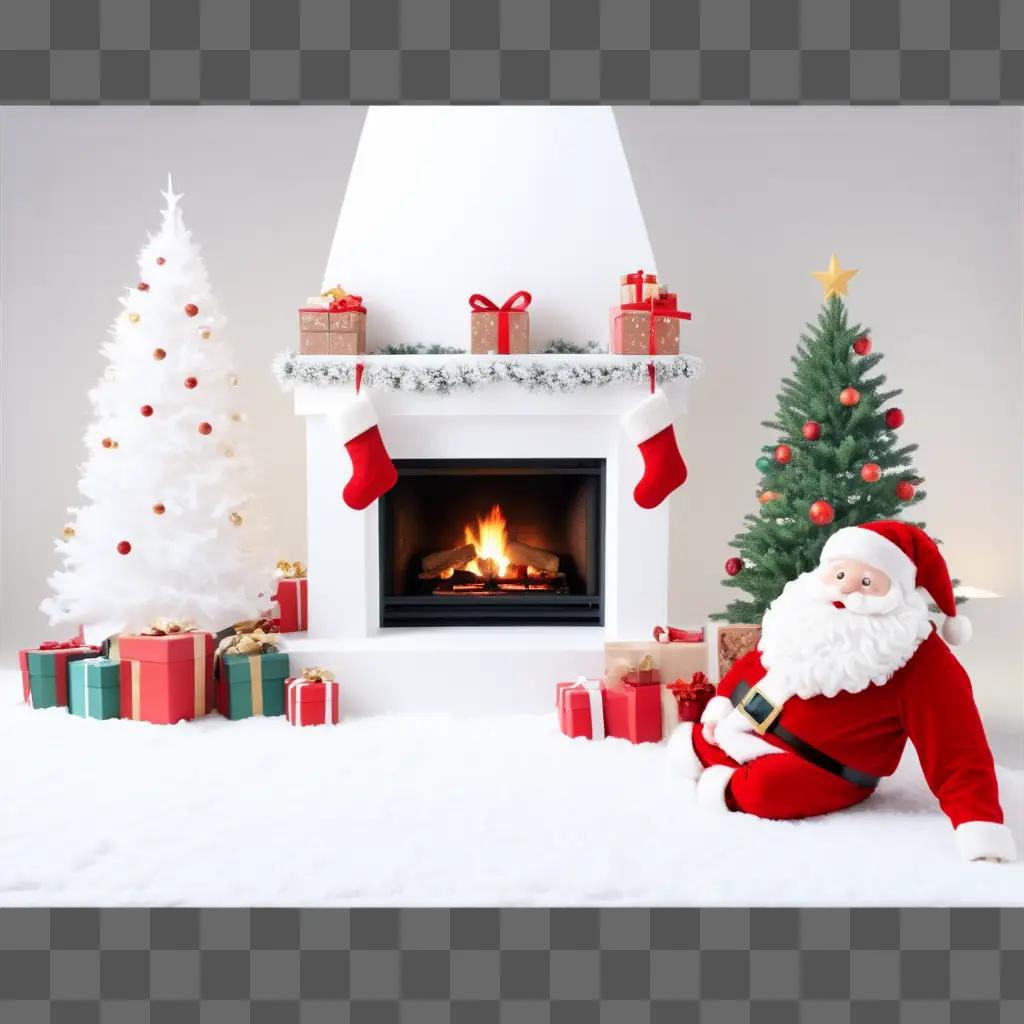 cute Christmas scene with Santa and presents