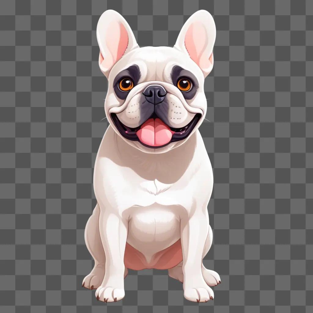 cute French Bulldog cartoon with a pink tongue