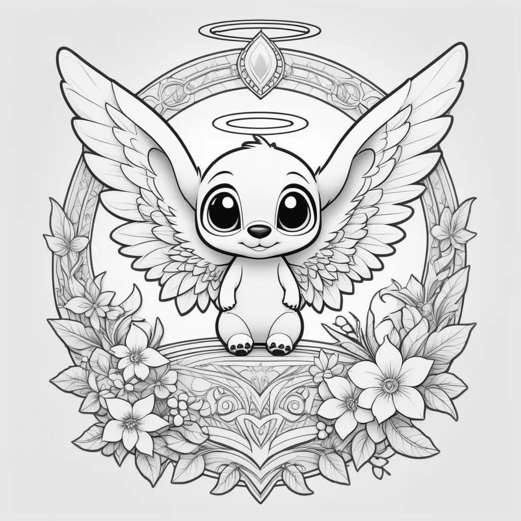 cute Stitch with angel coloring pages