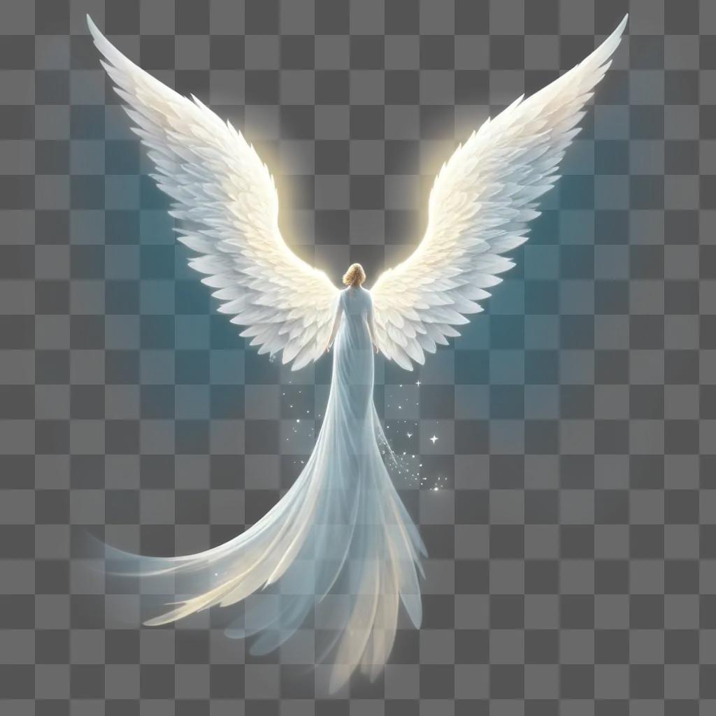 cute angel wings drawing with a girl in the center