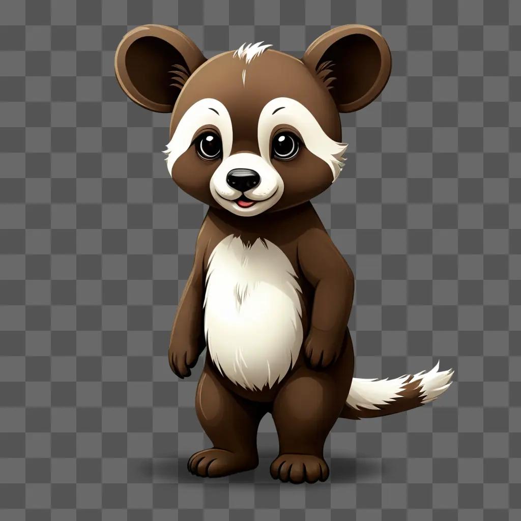 cute animal clipart A cartoon bear standing on a brown background