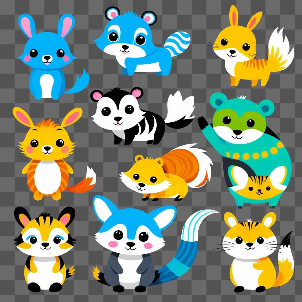 cute animal clipart features nine different animals