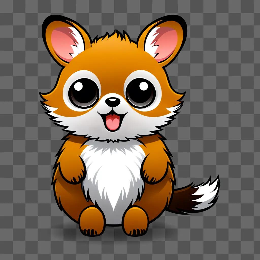 cute animal clipart of a brown and white kitten