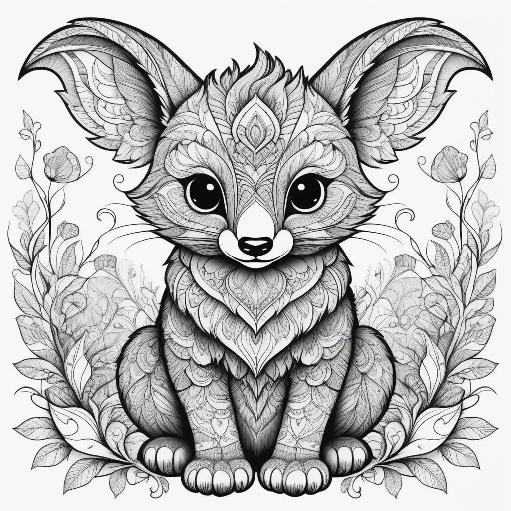 cute animal coloring page with a cute animal in the middle