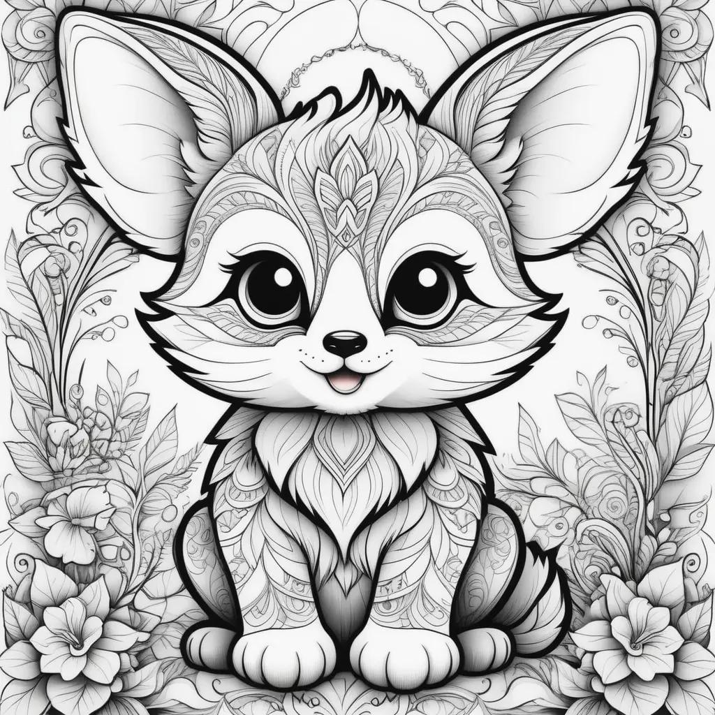 cute animal coloring page with a fox