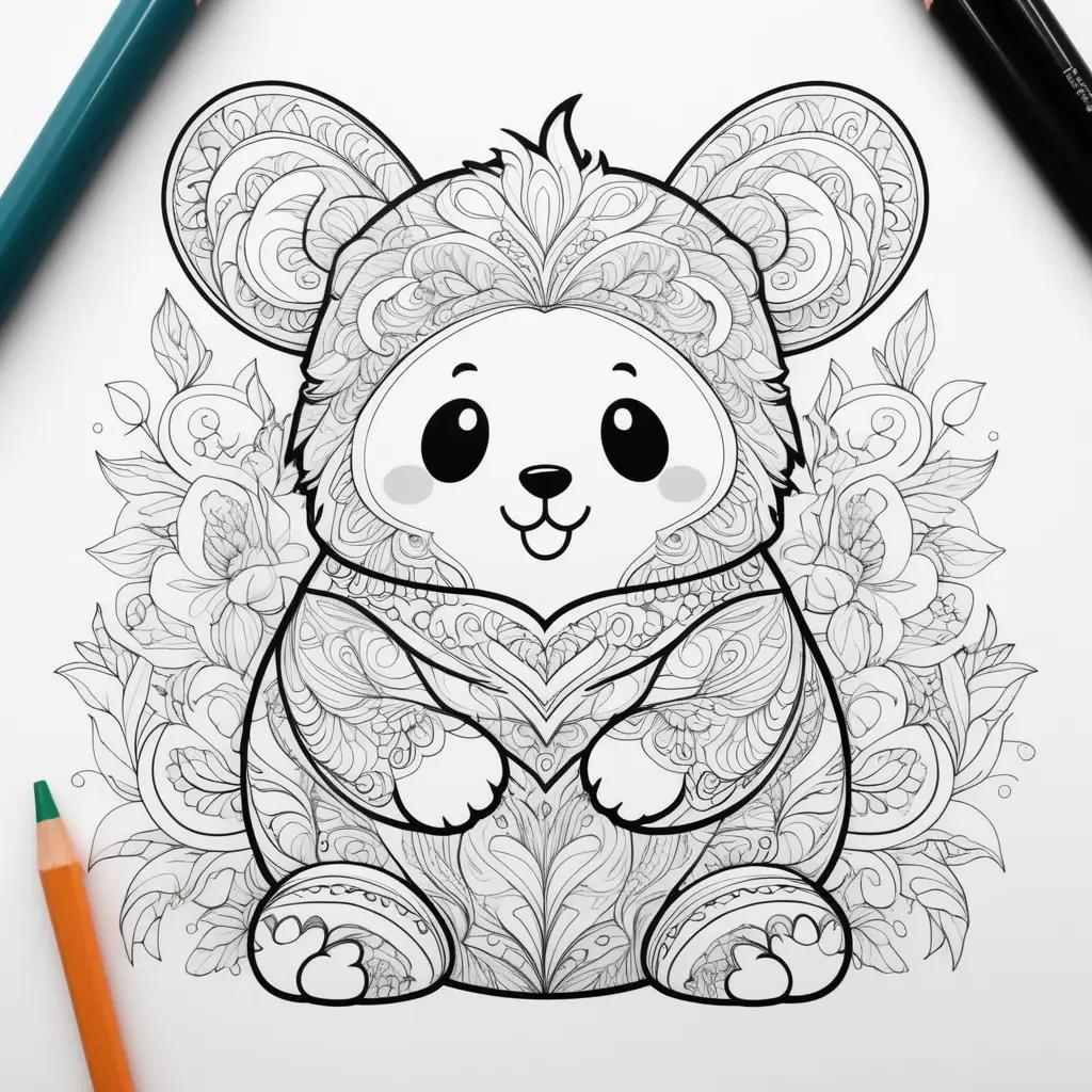 cute bear coloring page with a hug and wiggle