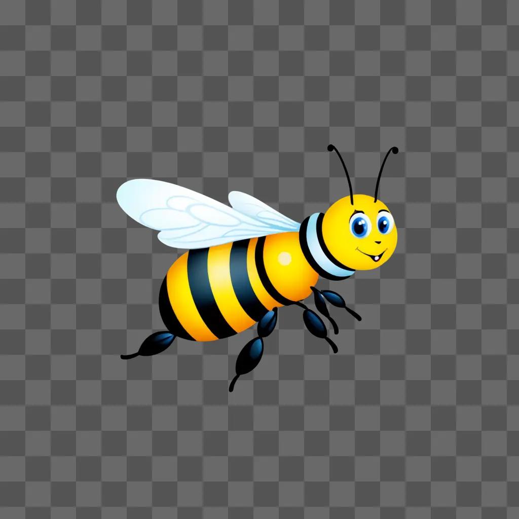 cute bee with a smiling face and black and yellow stripes