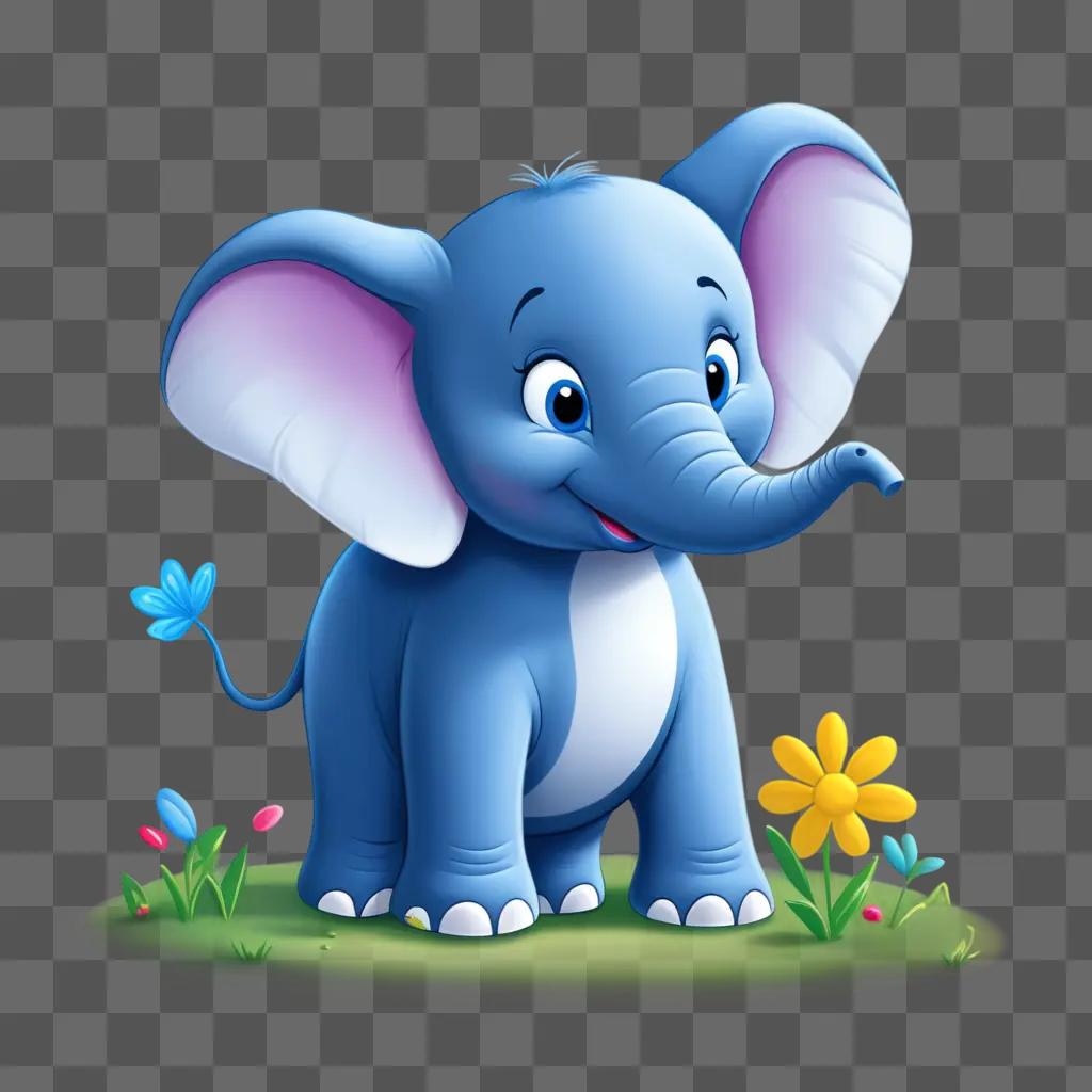 cute blue elephant drawing for kids