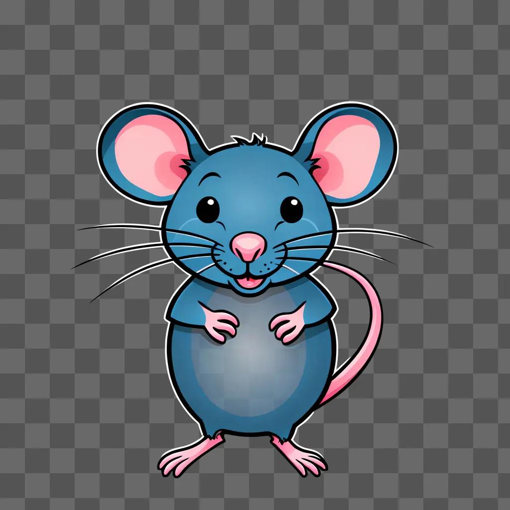 cute blue rat in a cartoon style