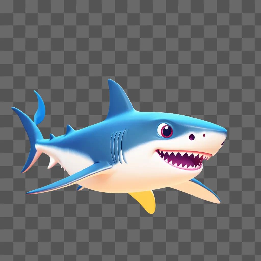 cute blue shark with a yellow mouth