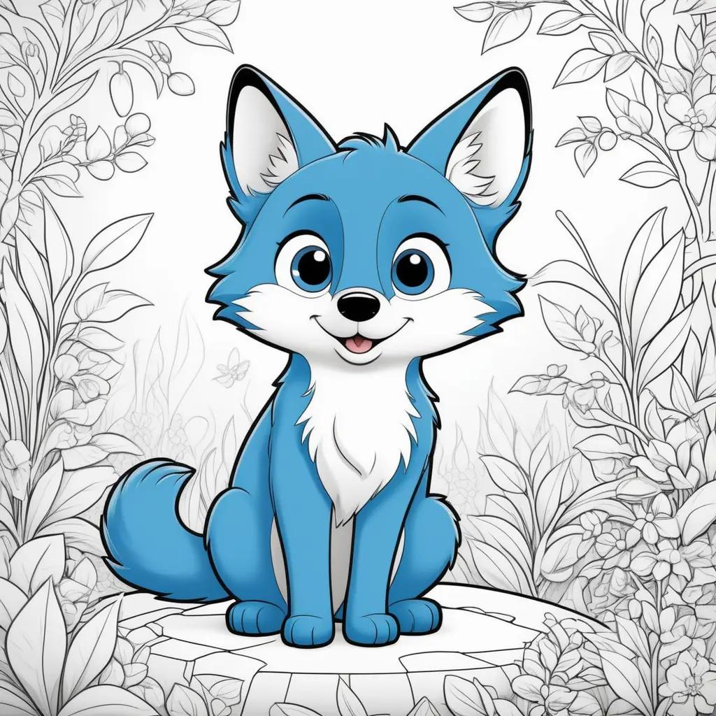 cute bluey cartoon fox with a white background