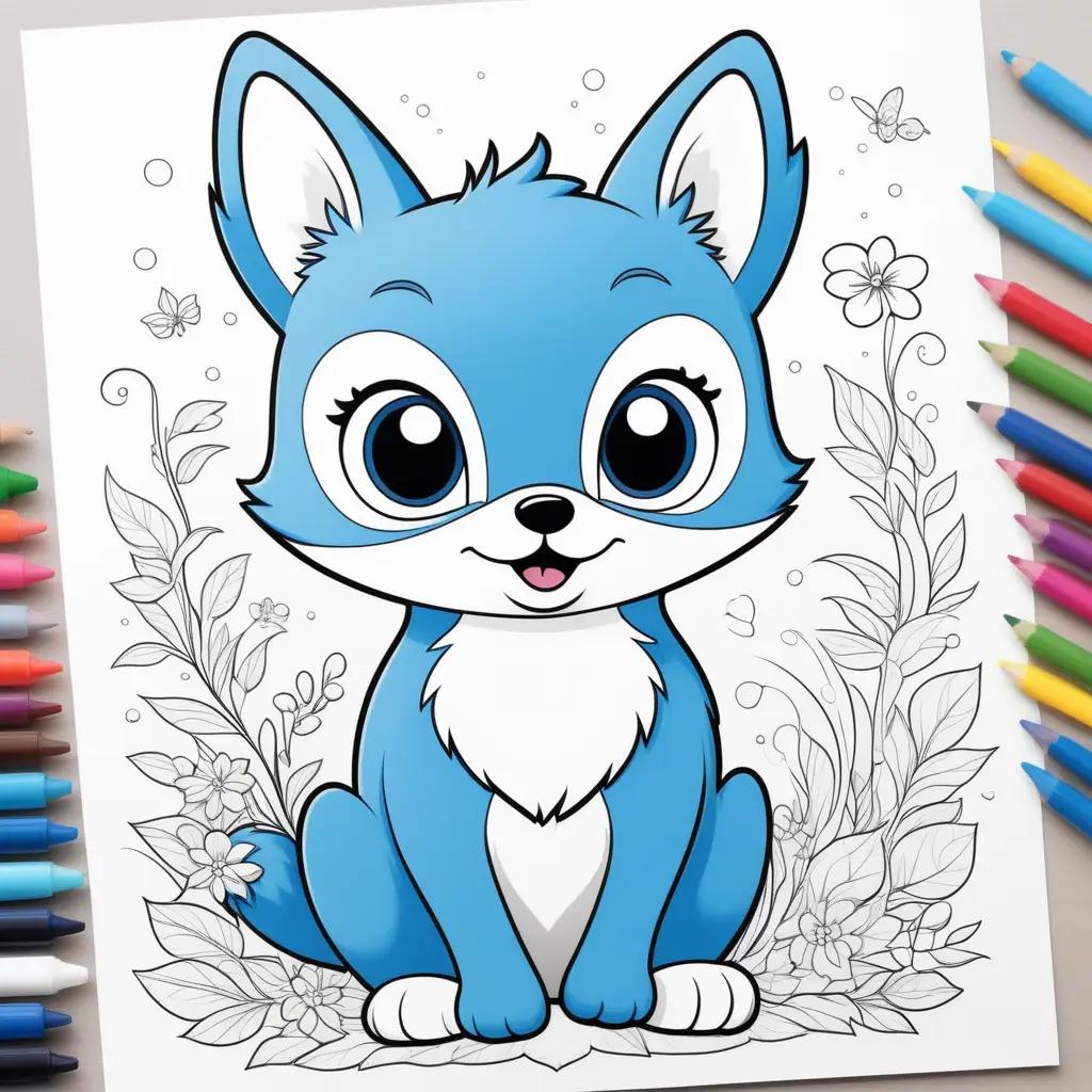 cute bluey coloring page with flowers and butterflies