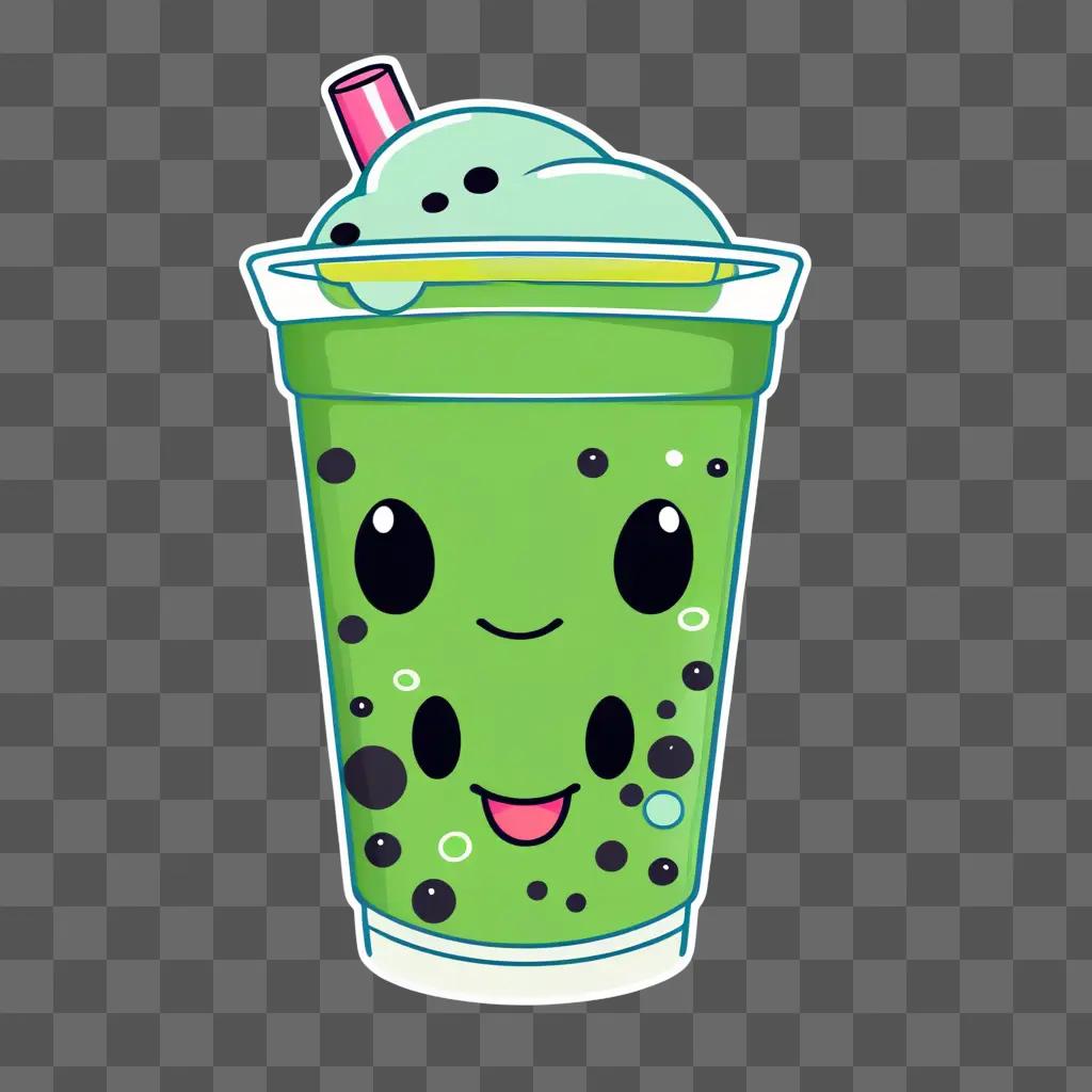 cute boba clipart with a smiling face